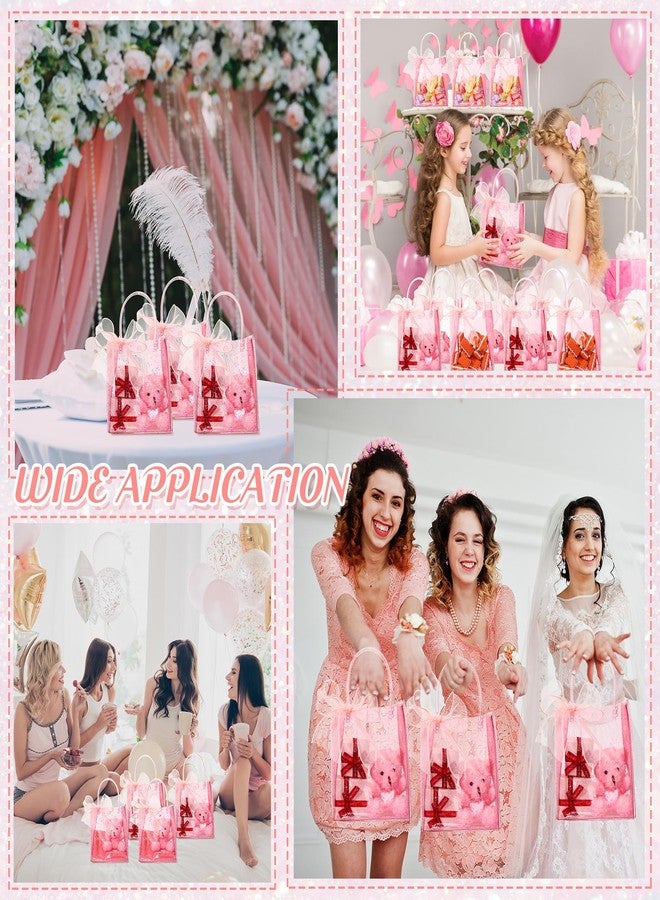 Sayglossy أكياس هدايا شفافة وردية اللون من Sayglossy، 24 قطعة، بمقابض، مقاس 6.1 × 5.9 × 2.8 بوصة، حقائب حمل شفافة لامعة مزينة بشرائط، أكياس تغليف هدايا قابلة لإعادة الاستخدام مصنوعة من مادة PVC، مثالية لحفلات استقبال المولود الجديد، وحفلات توديع العزوبية، وأعياد الميلاد. - Image 5
